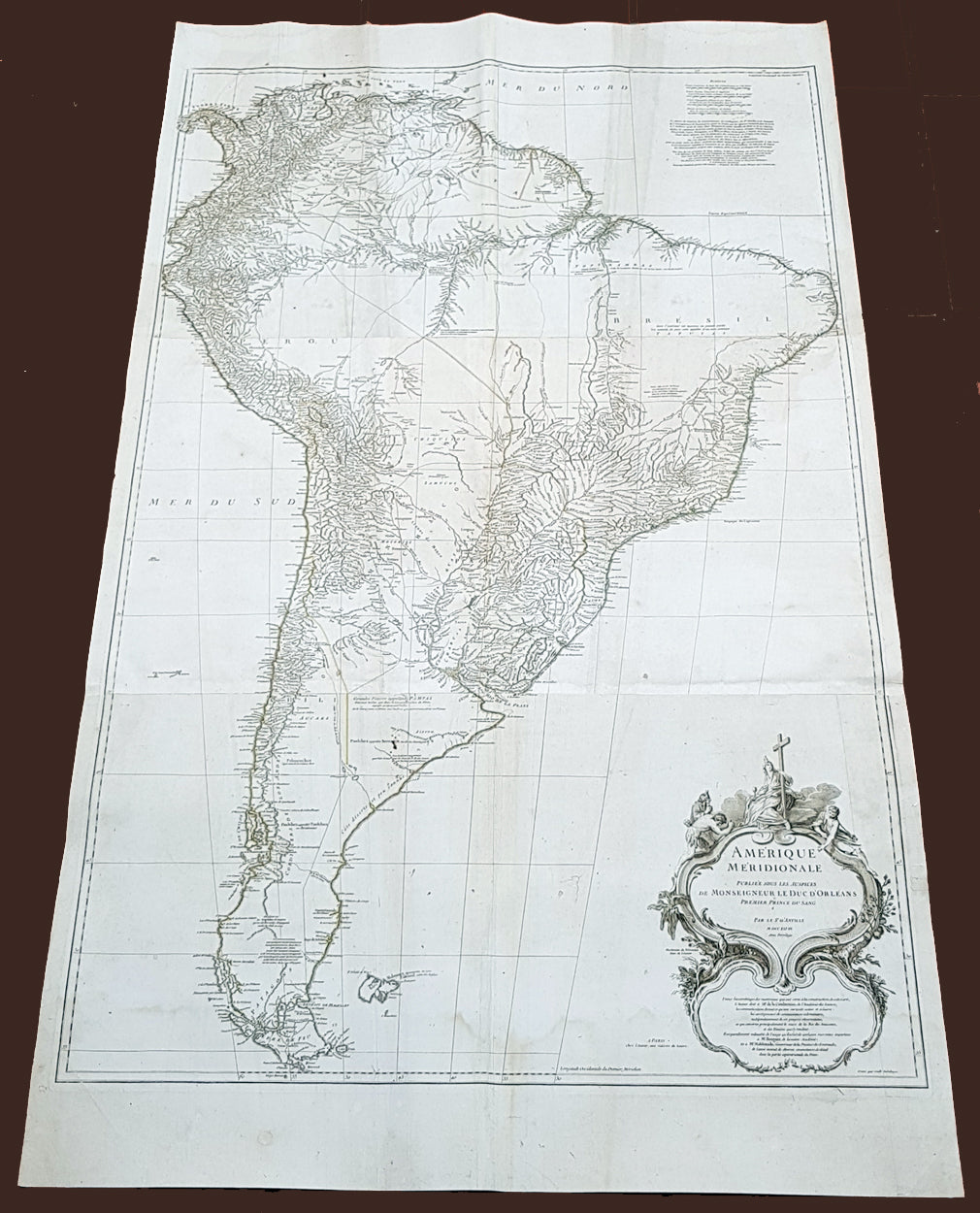 1752 D Anville Large Antique Map of Louisiana, New Orleans, Gulf Coast,  America