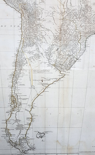 1768 D Anville Large Antique Map of South America