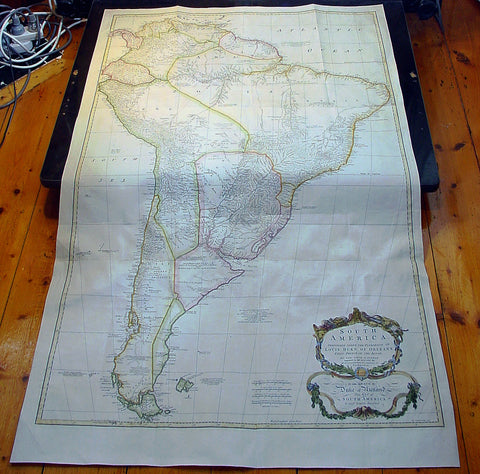 1755 Thomas Bowen & D' Anville Large Antique Map of South America