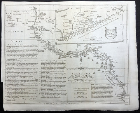 1755 Seale & Postlethweyt Large Antique Map Trade Routes & Forts of West Africa