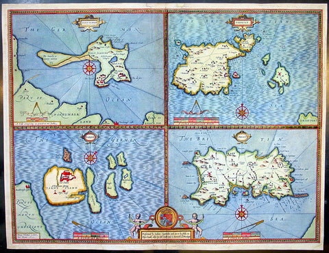 1611 Speed Antique Map of the British Islands of Holy, Farne, Jersey & Guernsey