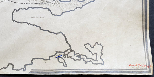 1930 Evan Gill Antique Map of Missions in PNG - Brother to Eric & MacDonald Gill - Unique