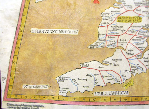 1486 Claude Ptolemy, Holle & Reger Antique Renaissance Map of Great Britain & Ireland - Rare