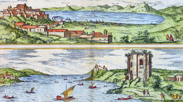 1575 Braun & Hogenberg Map of Pozzuoli Bay Naples Italy