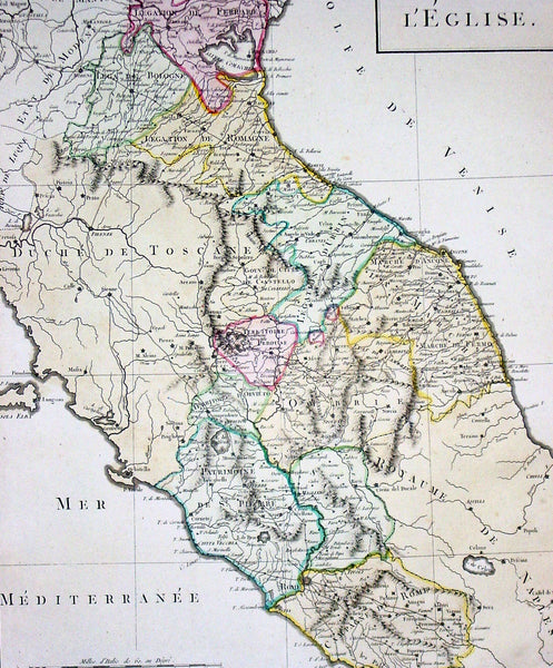1765 Tardieu Large Antique Map Catholic States of Italy