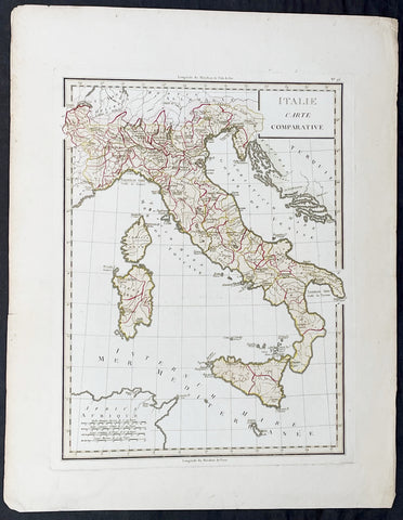 1765 Tardieu Large Antique Map of Italy