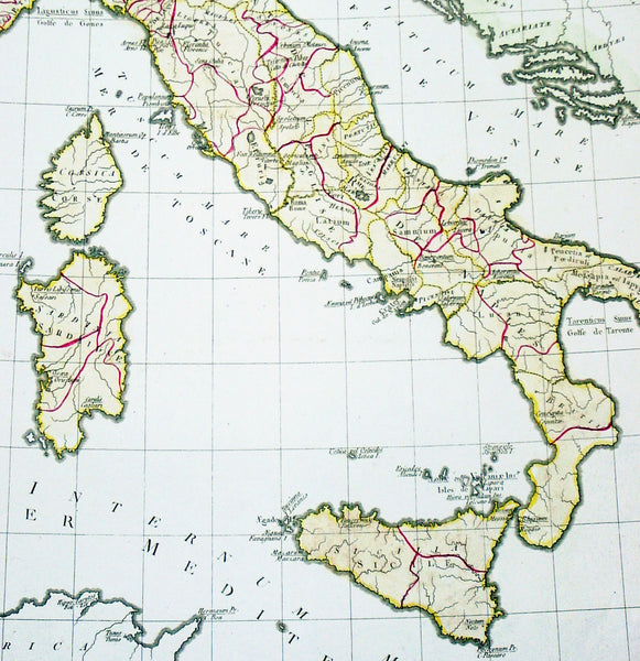 1765 Tardieu Large Antique Map of Italy
