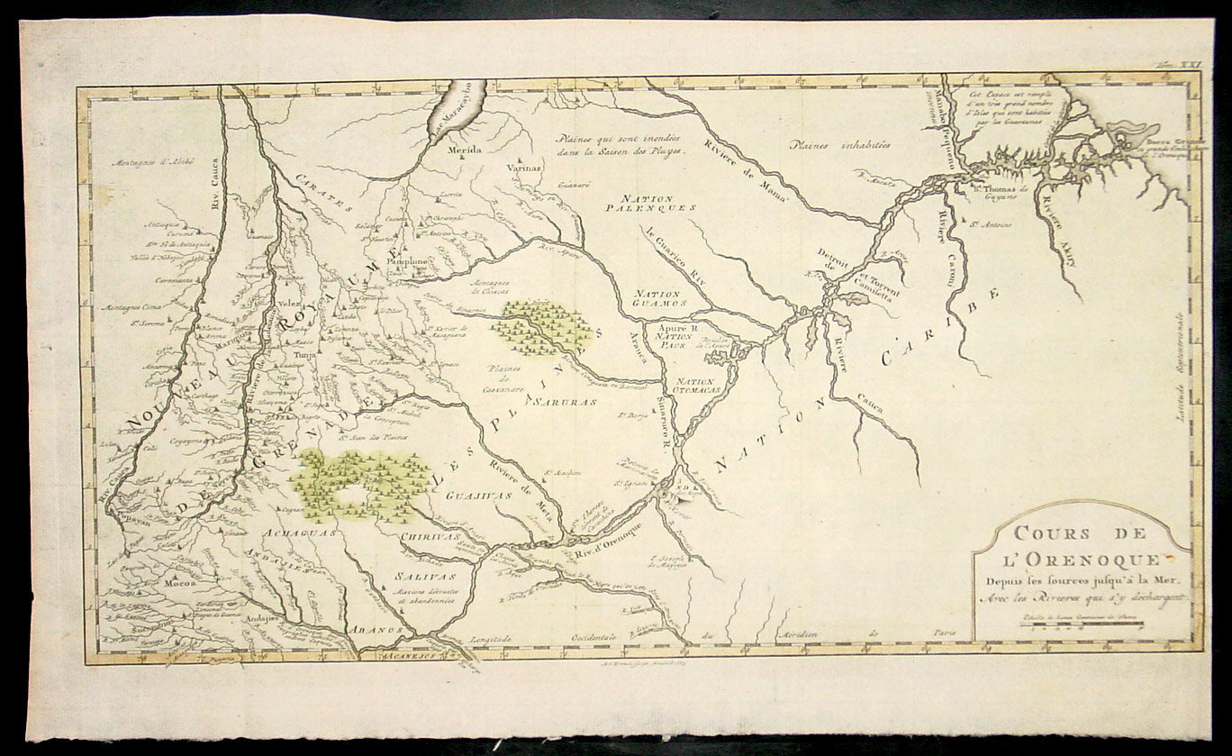 1773 Bellin Antique Map The Course of the Orinoco River South America Rare