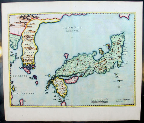 1655 Joan Blaeu Antique Map of Japan, Korea & parts of China - Beautiful