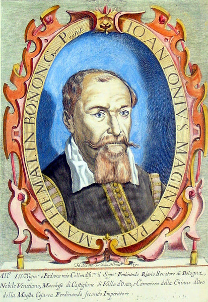 1632 Henricus David Large Antique Portrait of Cartographer Giovanni A Magini