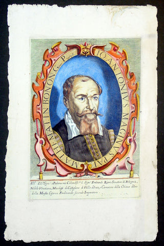 1632 Henricus David Large Antique Portrait of Cartographer Giovanni A Magini