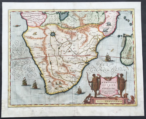 1641 Blaeu Large Old, Antique Map of Southern Africa - Aethopia, The Cape