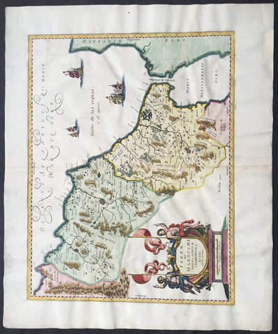 1638 Jan Jansson Large, Old Antique Map of Africa Morocco, Gibraltar & NW Africa