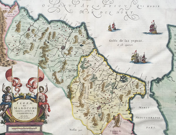 1638 Jan Jansson Large, Old Antique Map of Africa Morocco, Gibraltar & NW Africa
