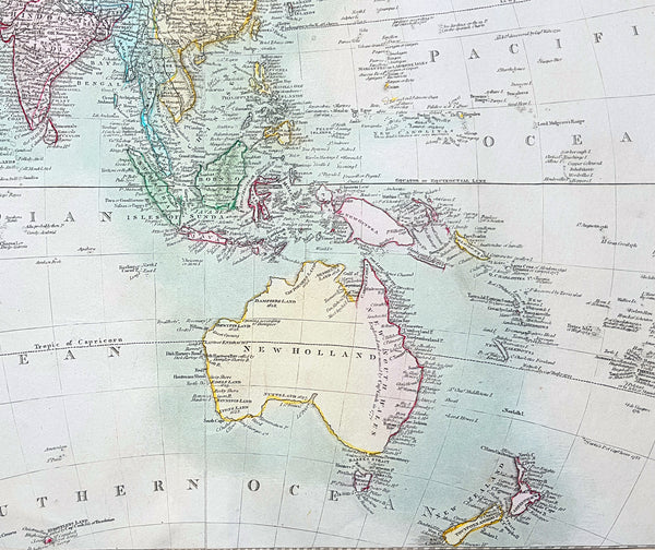 1817 John Thomson Large Antique Map of Asia, New Holland, Australia, New Zealand