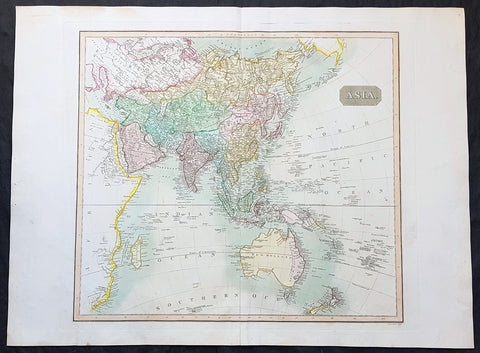 1817 John Thomson Large Antique Map of Asia, New Holland, Australia, New Zealand