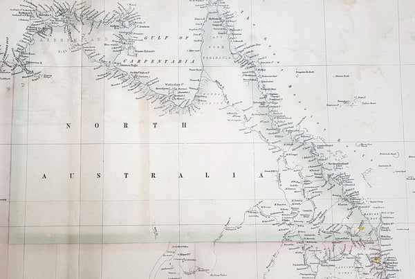 1855 John Bartholomew Large Antique Goldfields Map of Australia - 1st Gold Rush