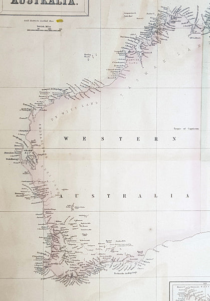 1855 John Bartholomew Large Antique Goldfields Map of Australia - 1st Gold Rush