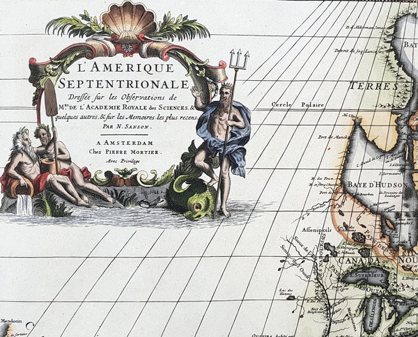 1708 Delisle & Mortier Large 1st edition Antique Map of North America - Landmark Map
