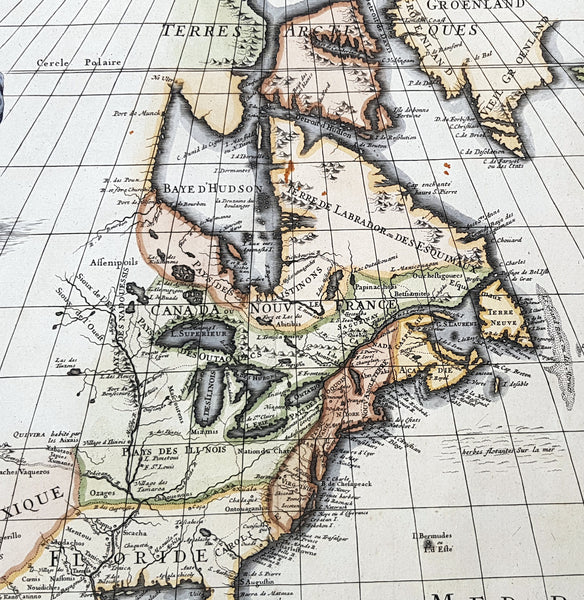 1708 Delisle & Mortier Large 1st edition Antique Map of North America - Landmark Map