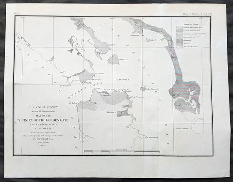 1855 US Coast Survey & A D Bache Antique Map of Golden Gate Entrance to San Francisco Bay