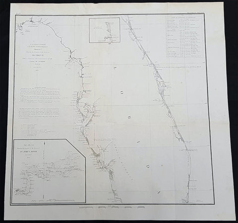 1856 A D Bache Large Rare Antique Map of Florida - US Coast Survey