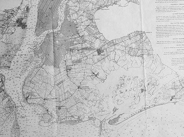 1861 US Coast Survey Large Antique Civil War Map of New York City & Surrounding Areas