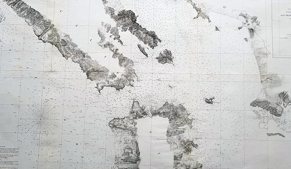 1856 US Coast Survey Large Antique Map of San Francisco Bay & City, California