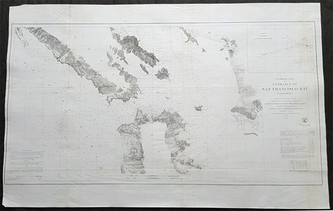 1856 US Coast Survey Large Antique Map of San Francisco Bay & City, California