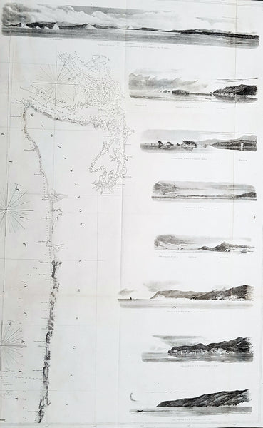 1855 US Coast Survey Large Antique Map NW Coast of America, California, Oregon