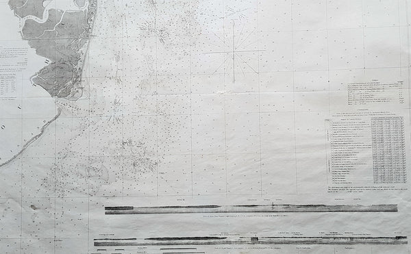 1856 US Coast Survey Large Antique Map, Chart Charleston Harbor, South Carolina