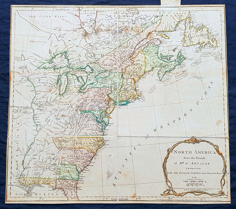 1775 Thomas Jefferys Antique Map North America & Colonial States, Pre Revolution