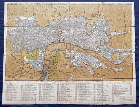 1782 Robert Sayer & John Bennett Large Early Antique Map of London, Rare