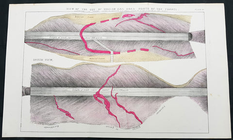 1842 William Mather Antique Geology Print Digging of New York & Harlem Railroad