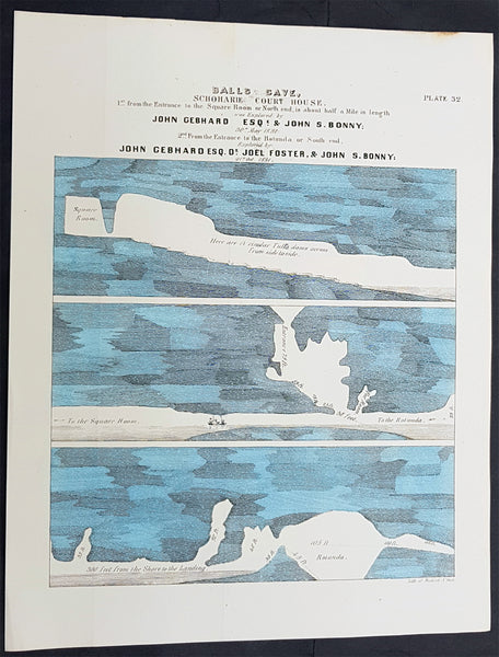1842 William Mather Antique Geology Print of Balls Cave, Schoharie County, NY