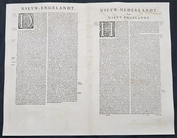 1642 Joan Blaeu Antique Map New England & NE America, Virginia New York to Maine