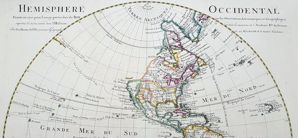 1720 Guillaume Delisle Large Antique Map of America, New Zealand, Pacific Ocean