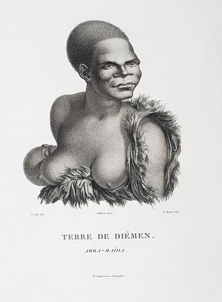 1807 Nicolas Baudin & N M Petit Antique Print of Tasmanian Aboriginal Arra Maida