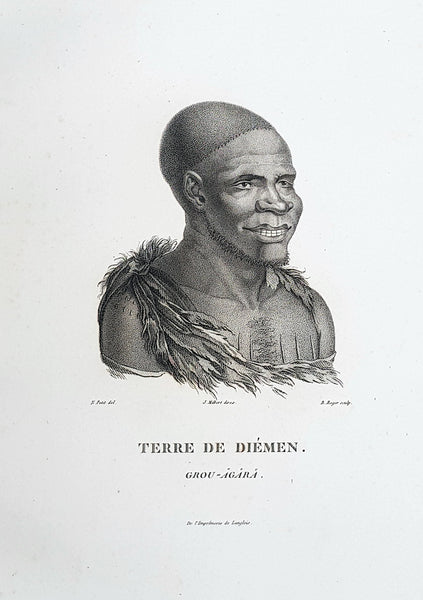 1807 Nicolas Baudin & N M Petit Antique Print of Tasmanian Aboriginal Grou Agara