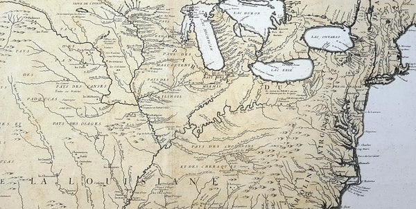 1744 Nicolas Bellin Large Important Antique Map of North America, Charlevoix