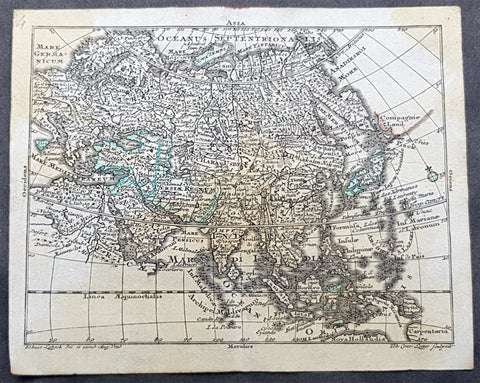 1747 Tobias Lotter Antique Miniature Map of Asia, Gulf of Carpentaria, Australia