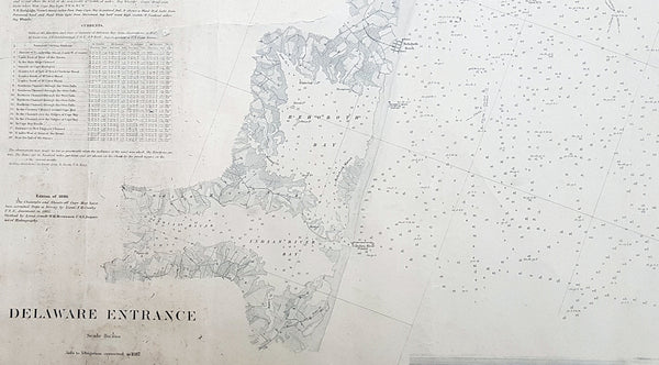 1878-88 US Coast Survey 3 x Sheet Very Large Antique Map of The Delaware River