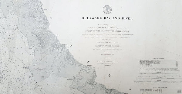 1878-88 US Coast Survey 3 x Sheet Very Large Antique Map of The Delaware River