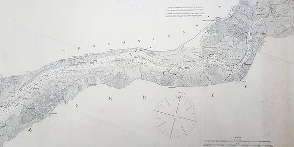 1878-88 US Coast Survey 3 x Sheet Very Large Antique Map of The Delaware River
