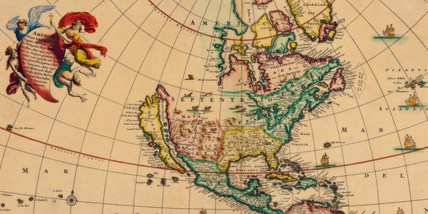 1670 Frederick De Wit Antique Map of America, California Island & 5 Great Lakes - !st Ed.