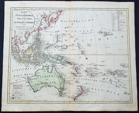 1795 (1806) Canzler Large Antique Map Australia, Ulimaroa, New Zealand SE Asia
