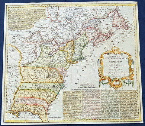 1777 Homann Antique Map Colonial United States, North America Revolutionary War