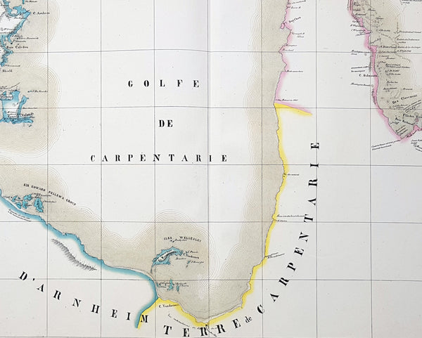 1825 Philippe Vandermaelen Large Antique Map The Gulf of Carpentaria, Australia