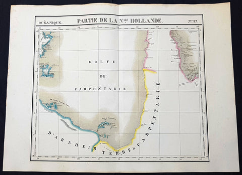 1825 Philippe Vandermaelen Large Antique Map The Gulf of Carpentaria, Australia