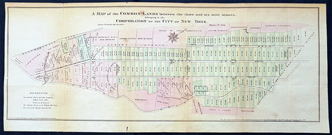 1796 Large Antique Map of New York City by DT Valentine Published in 1861